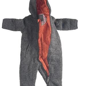 Ben Sherman Infant Winter Snowsuit 3/6 Months Full Zip Hood Mittens Sweater Baby